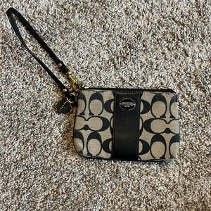 Coach Black and Tan Signature Wristlet